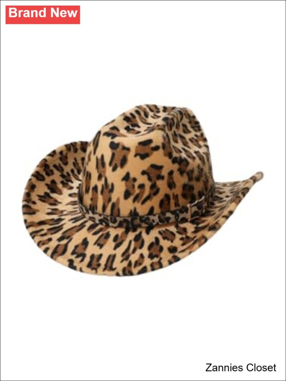 🤠 GORGLITTER Felt Cow Print Cowboy Hat Wide Brim Western